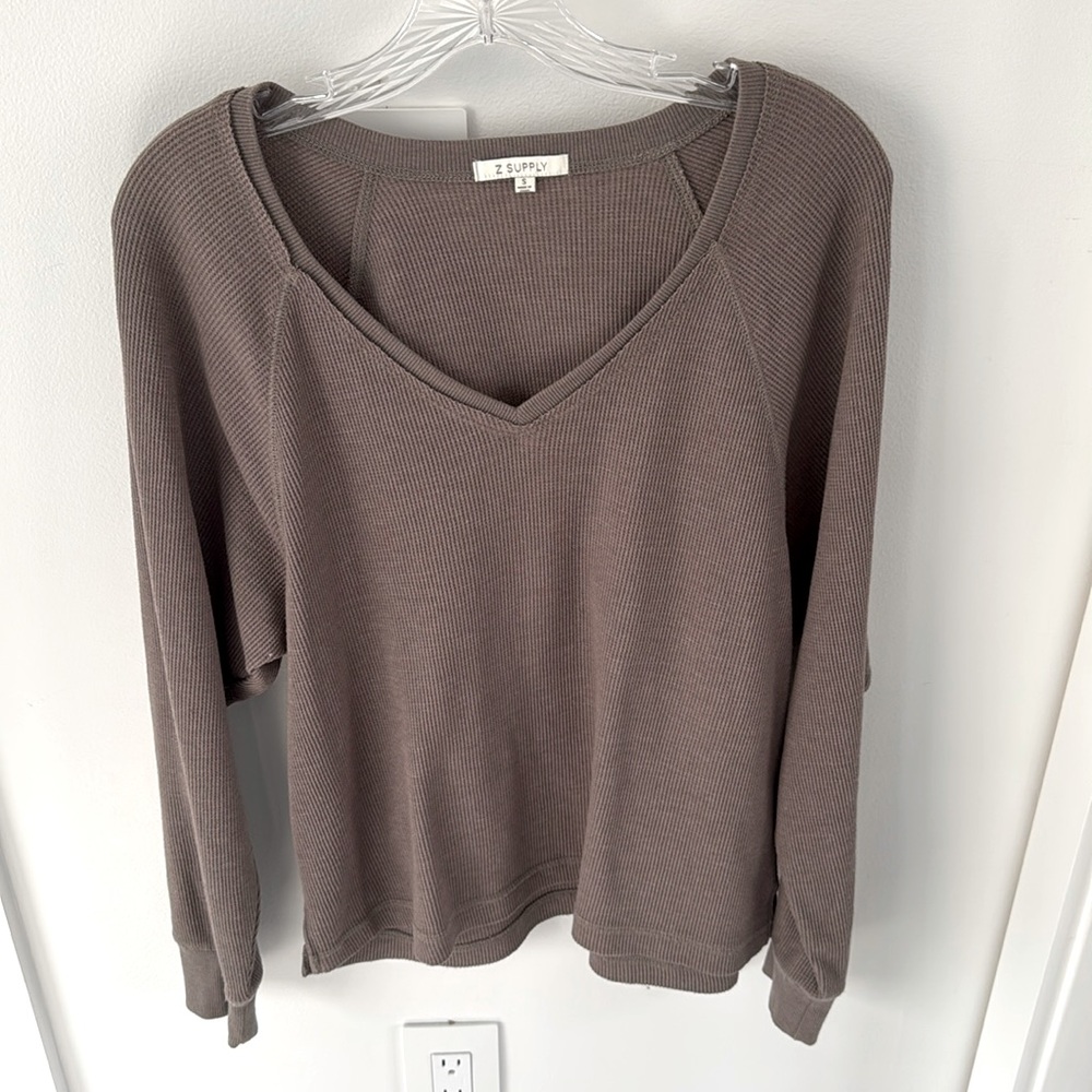Z Supply waffle v neck long sleeve